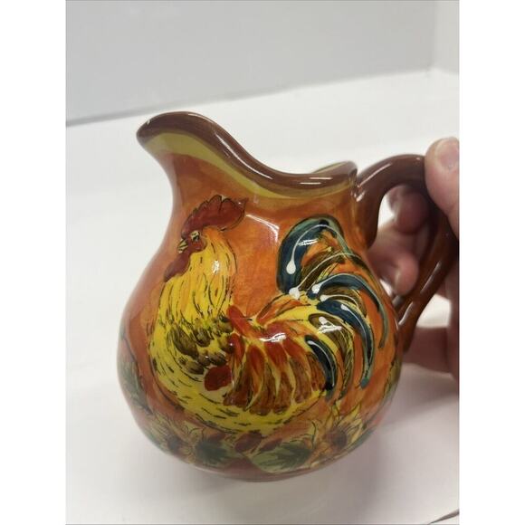 Maxcera Ceramic Rooster And Sunflower Creamer and Sugar Set - Picture 2 of 12